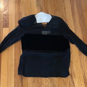 Velvet front blouse